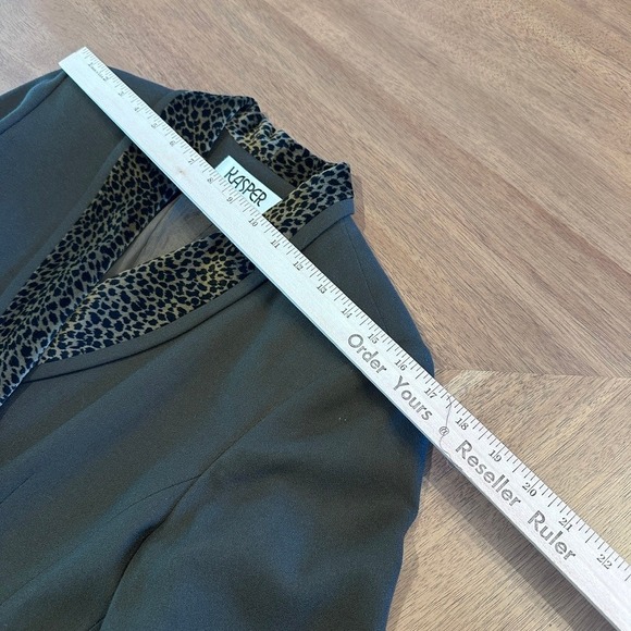 Kasper ASL Petite Black Leopard Trim Double Breasted Blazer Pants Suit Set 6P - Picture 5 of 13